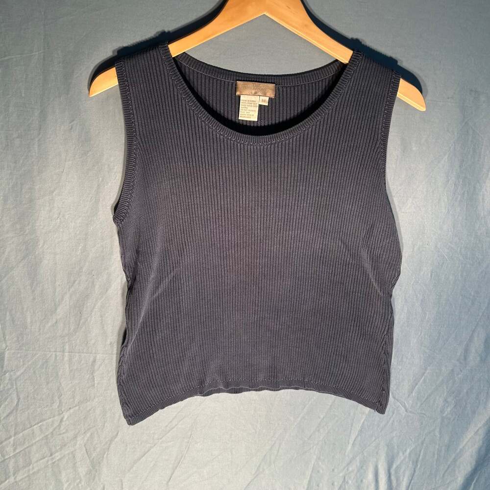 The Territory Ahead Gray Sleeveless Silk Top Size M